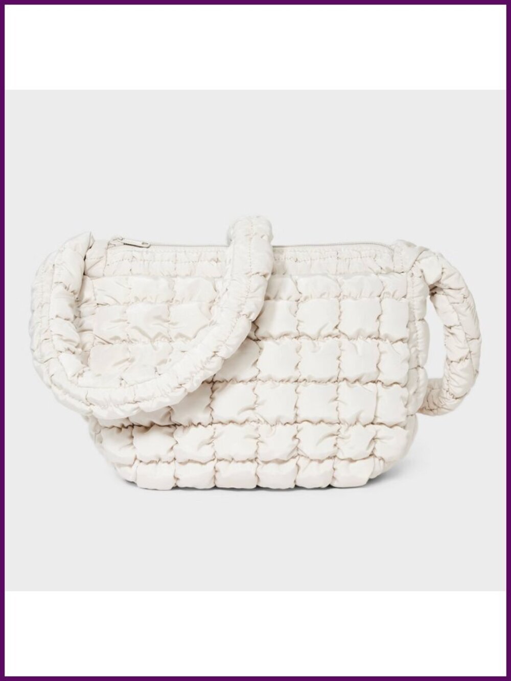 Puffer Crossbody Bag with Recycled Polyester, Snap Closure, Zippered Compartment